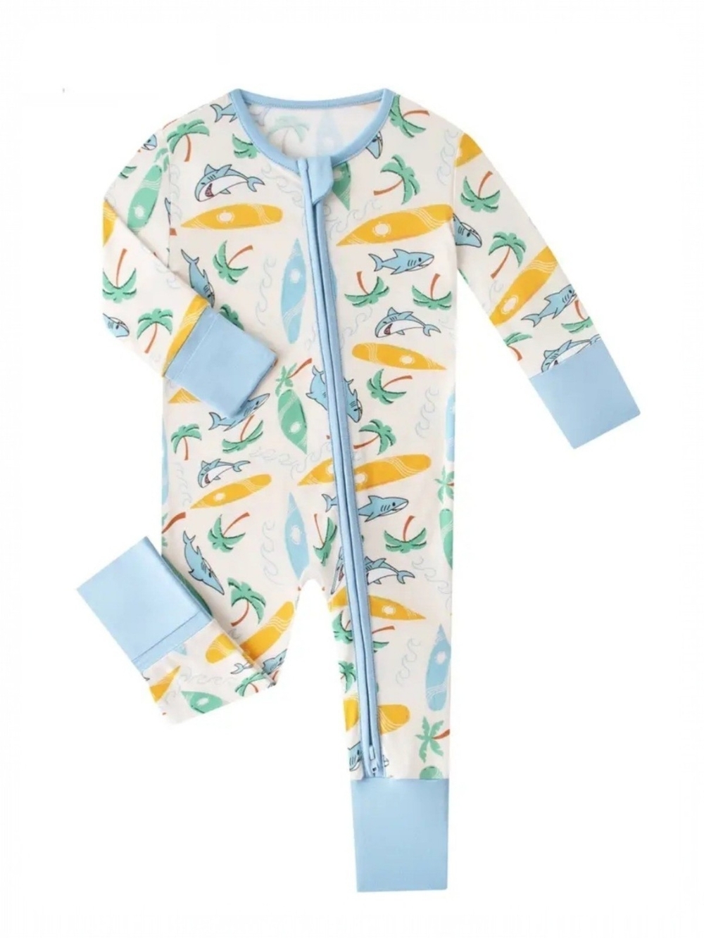 Posh TOT Surf's Up Bamboo Baby Convertible Zippy Romper